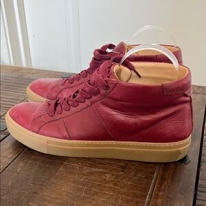 Greats Brooklyn Royale Shoes Mens Size 9.5 Red Leather High Top Sneakers Italy